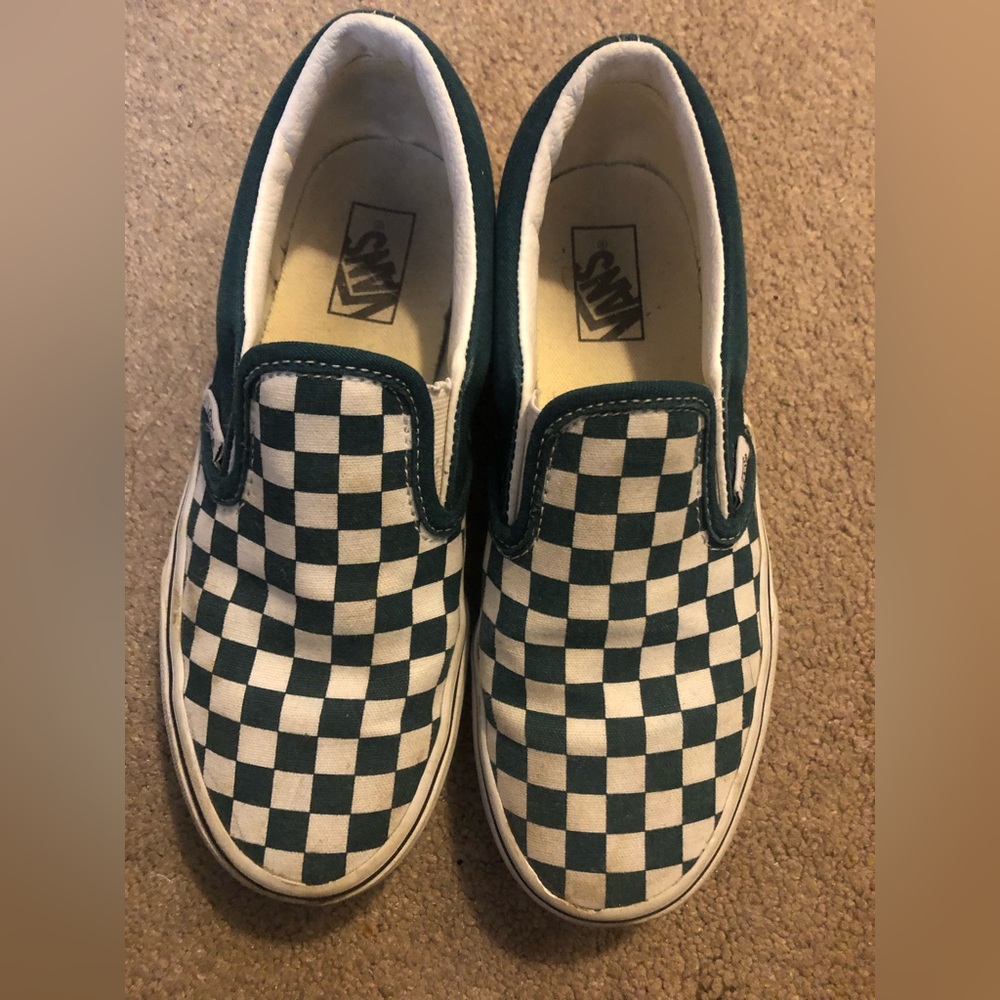 Kids green checkered vans. Great condition.
